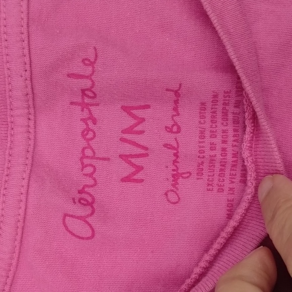 Aeropostale Y2K Pink Raised Letter Tee Shirt Sleeve Fitted Size Medium - Picture 6 of 8